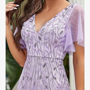 Ever-Pretty Women's V-Neck Embroidery Short Sleeve Wedding Party Evening Dress